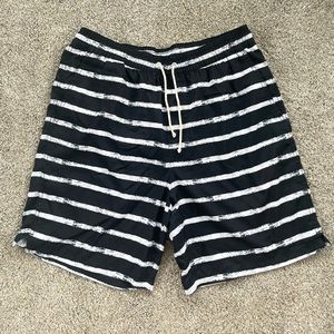Black & white striped swim trunks